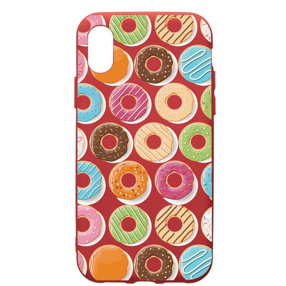Husa de protectie Xiaomi Redmi 7A, Donut, silicon, cu interiorul din material textil, protectie camera, Red, PR66