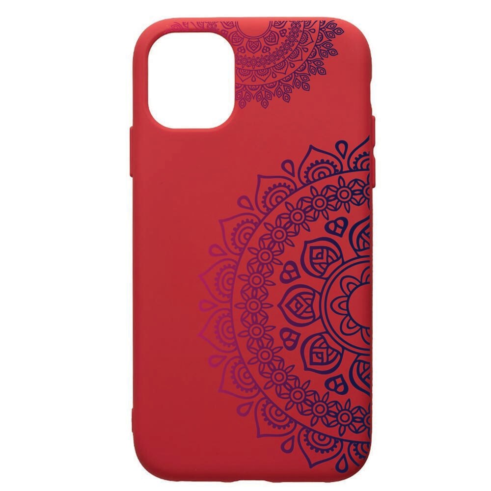 Husa de protectie Apple iPhone 11, Lace Color, silicon, cu interiorul din material textil, protectie camera, Red, PR63