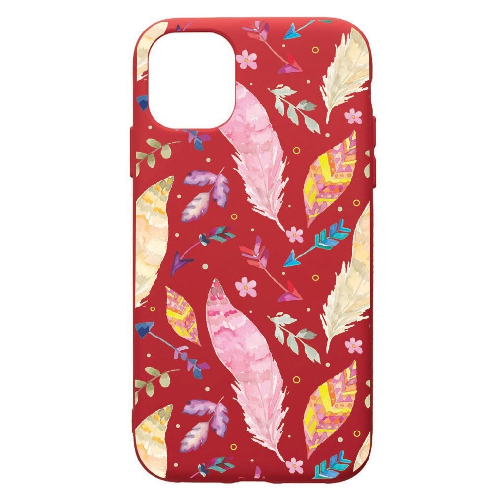 Husa de protectie Apple iPhone 11 Pro, Happy Feathers, silicon, cu interiorul din material textil, protectie camera, Red, PR68