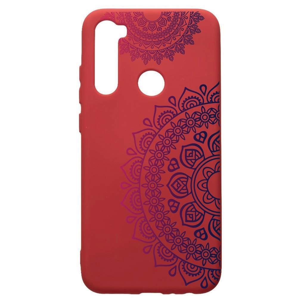 Husa de protectie Xiaomi Redmi Note 8, Lace Color, silicon, cu interiorul din material textil, protectie camera, Red, PR63