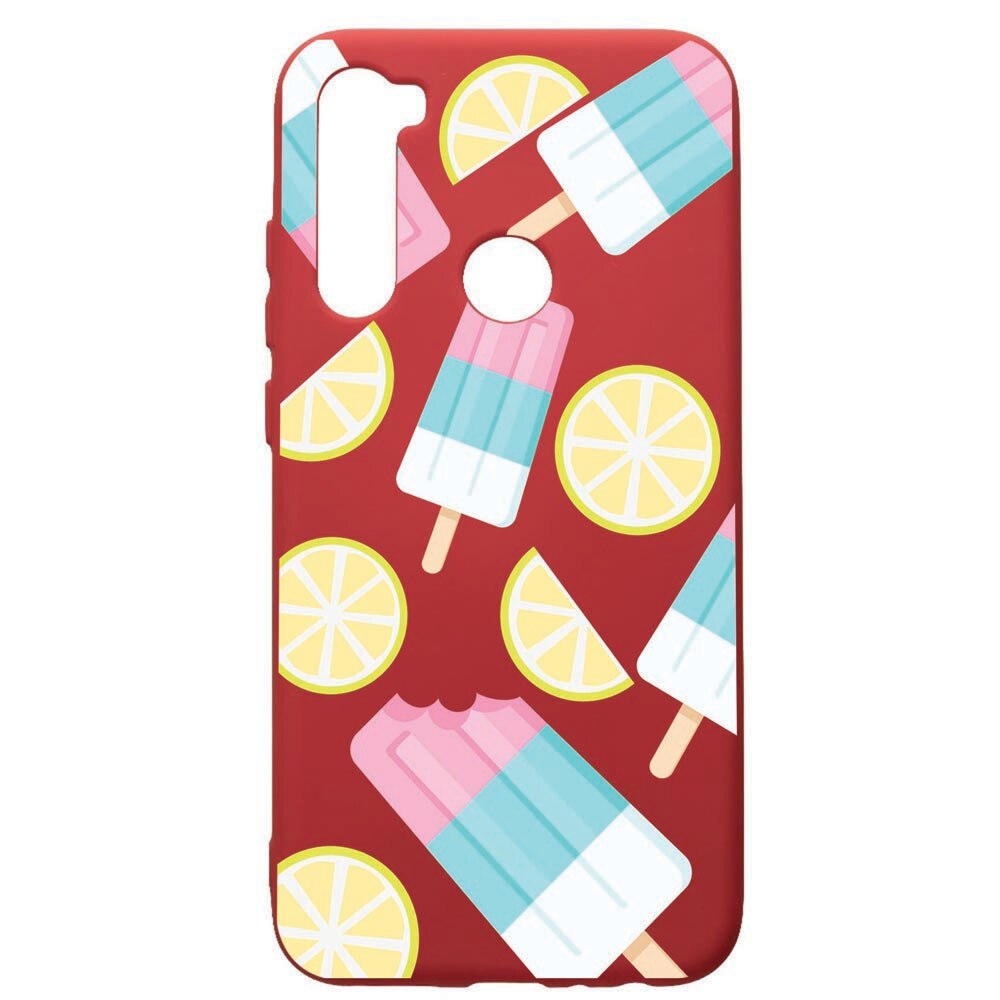 Husa de protectie Xiaomi Redmi Note 8, Ice Cream, silicon, cu interiorul din material textil, protectie camera, Red, PR65