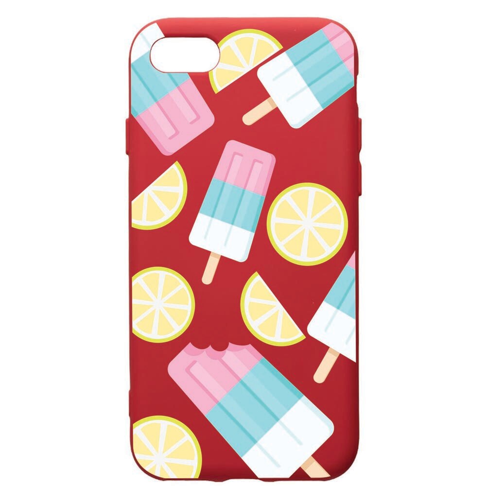 Husa de protectie Apple iPhone SE 2 / iPhone 8 / iPhone 7, Ice Cream, silicon, cu interiorul din material textil, protectie camera, Red, PR65