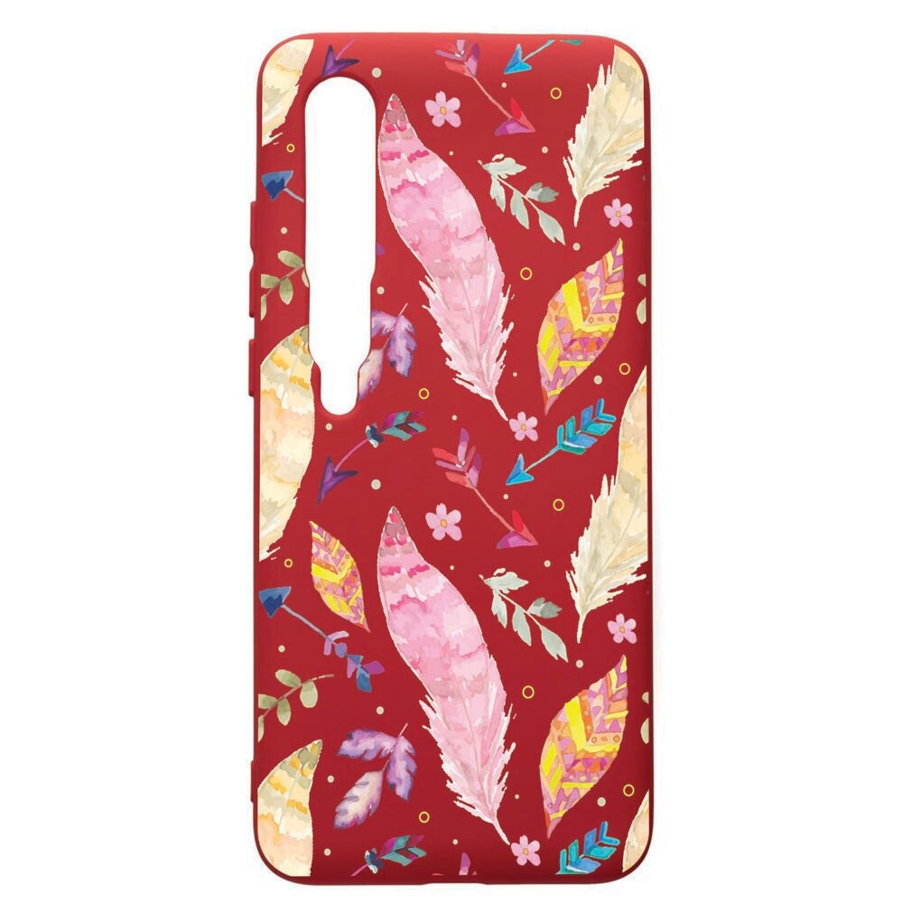 Husa de protectie Xiaomi Mi 10 / Mi 10 Pro, Happy Feathers, silicon, cu interiorul din material textil, protectie camera, Red, PR68