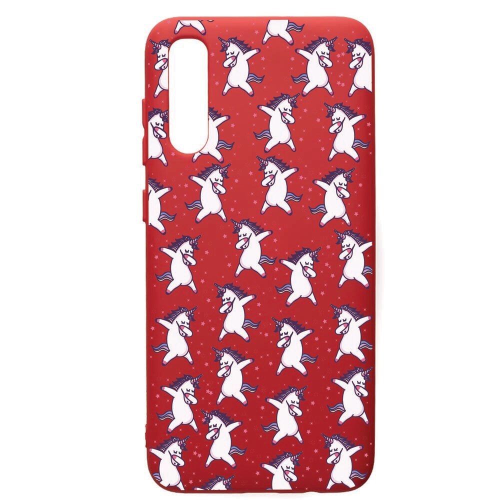 Husa de protectie Samsung Galaxy A70, Unicorn, silicon, cu interiorul din material textil, protectie camera, Red, PR73