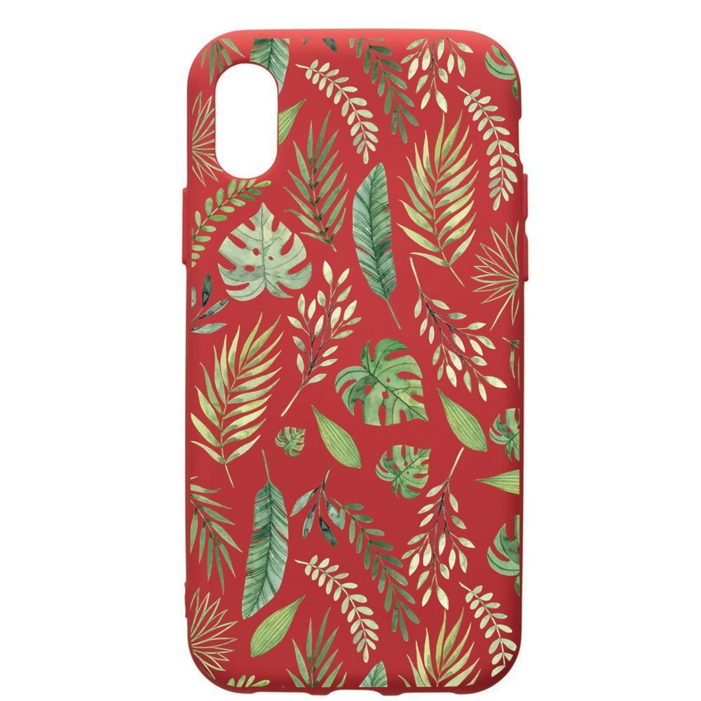 Husa de protectie Apple iPhone XS / iPhone X, Feathers, silicon, cu interiorul din material textil, protectie camera, Red, PR77