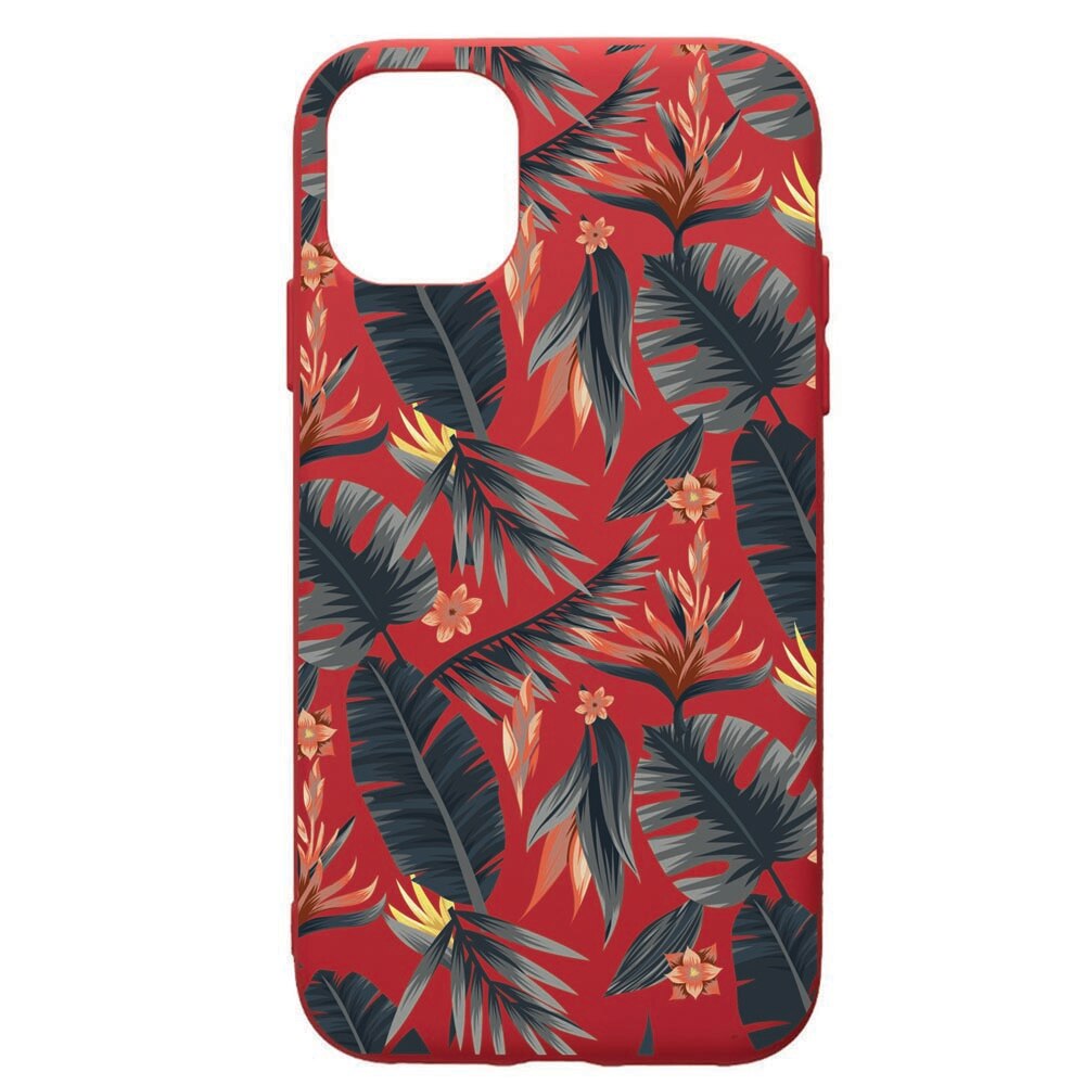 Husa de protectie Samsung Galaxy A51, Tropical Pattern, silicon, cu interiorul din material textil, protectie camera, Red, PR88