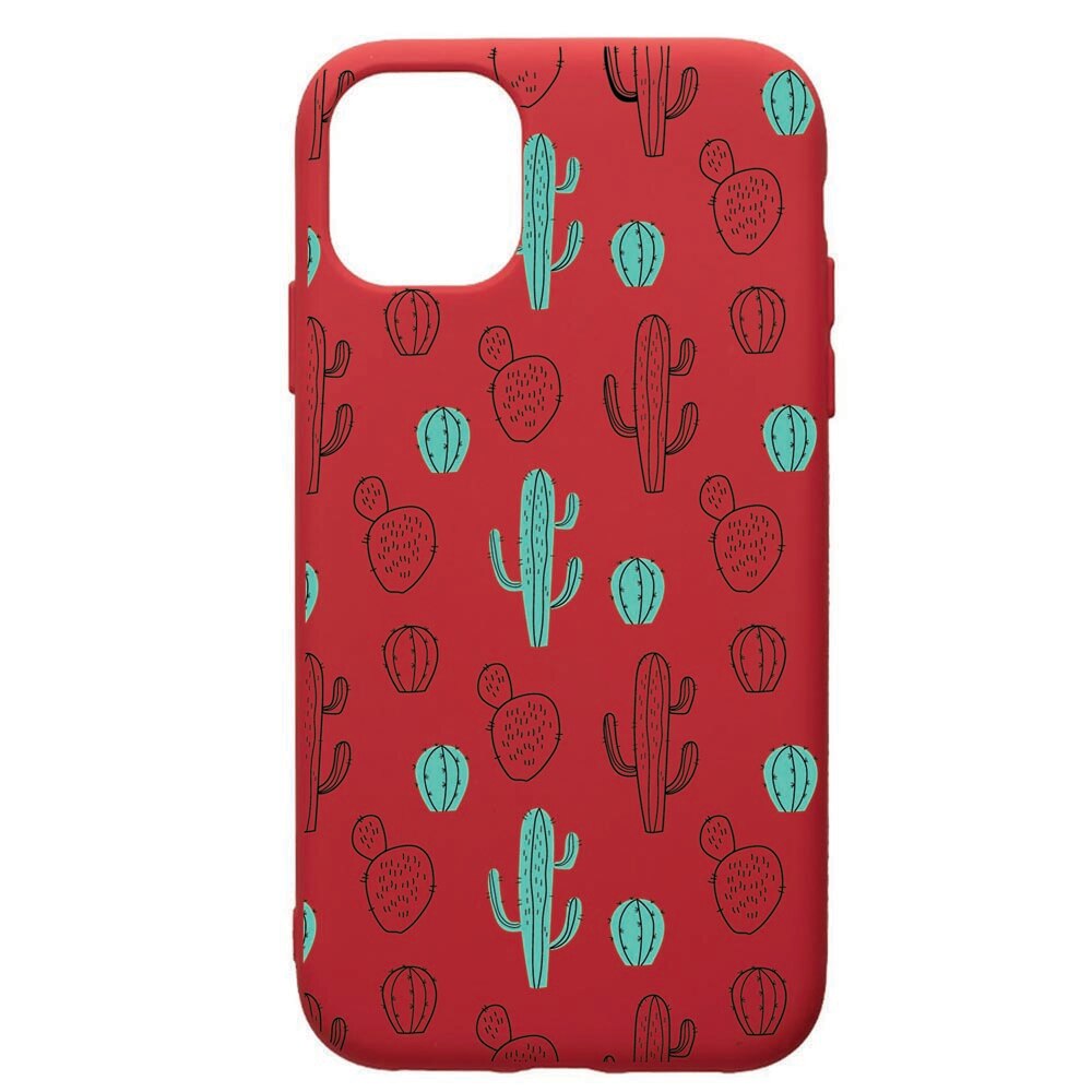 Husa de protectie Samsung Galaxy A51, Cactus, silicon, cu interiorul din material textil, protectie camera, Red, PR84