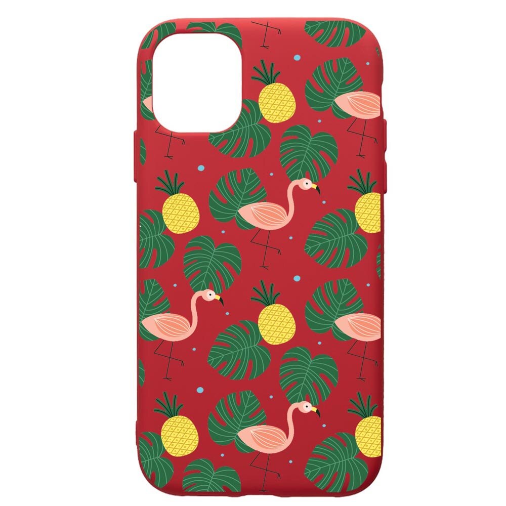 Husa de protectie Samsung Galaxy A51, Tropical, silicon, cu interiorul din material textil, protectie camera, Red, PR93