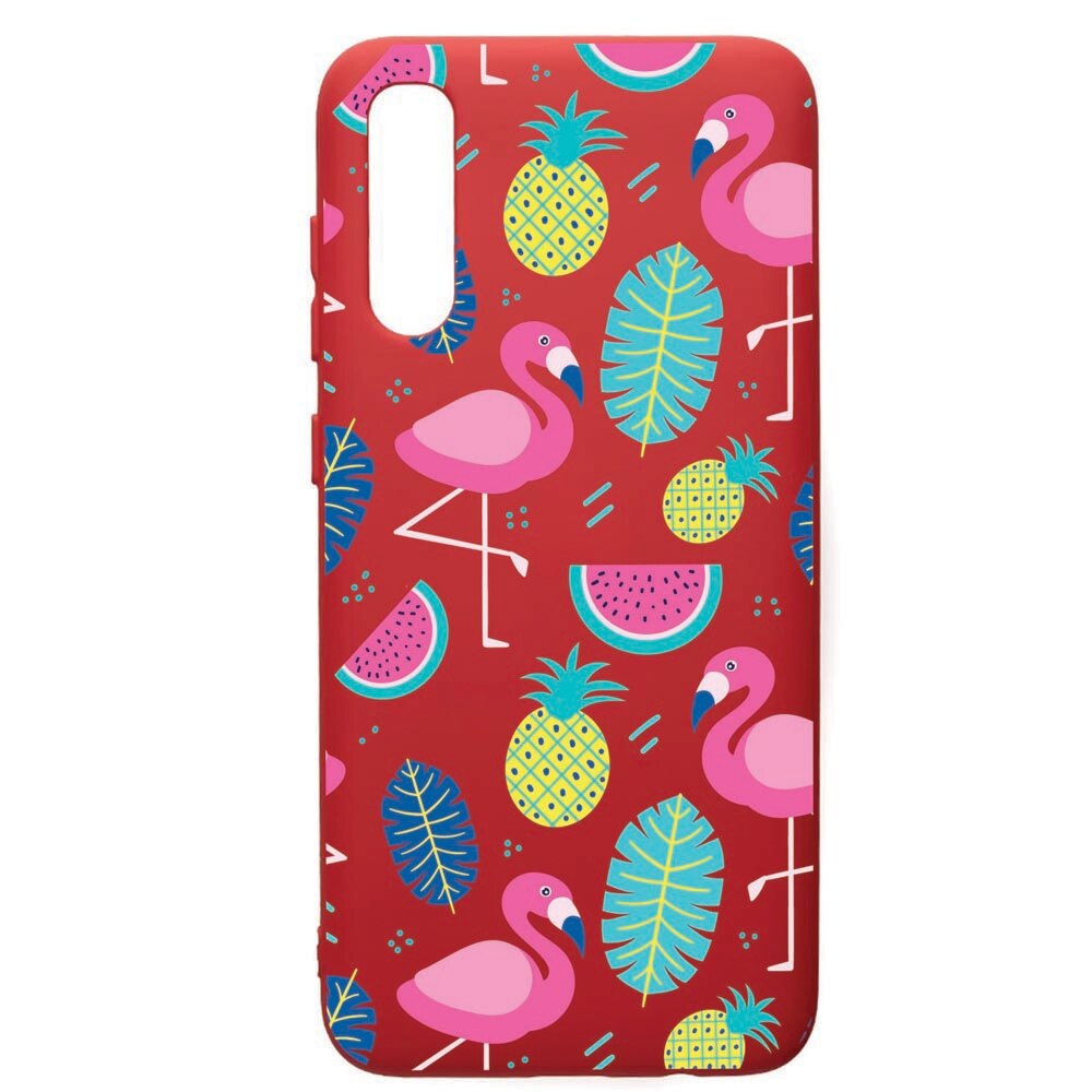 Husa de protectie Samsung Galaxy A70, Flamingo, silicon, cu interiorul din material textil, protectie camera, Red, PR91