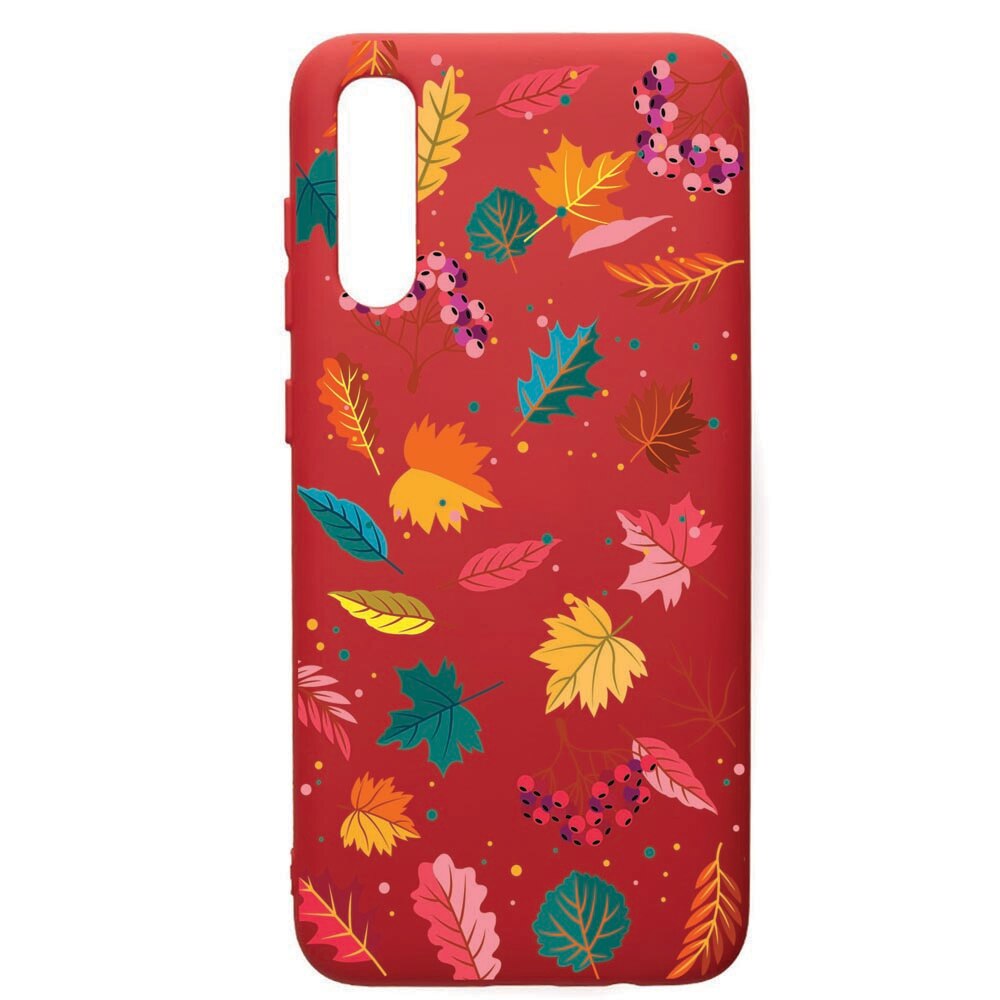 Husa de protectie Samsung Galaxy A70, Feathers, silicon, cu interiorul din material textil, protectie camera, Red, PR99