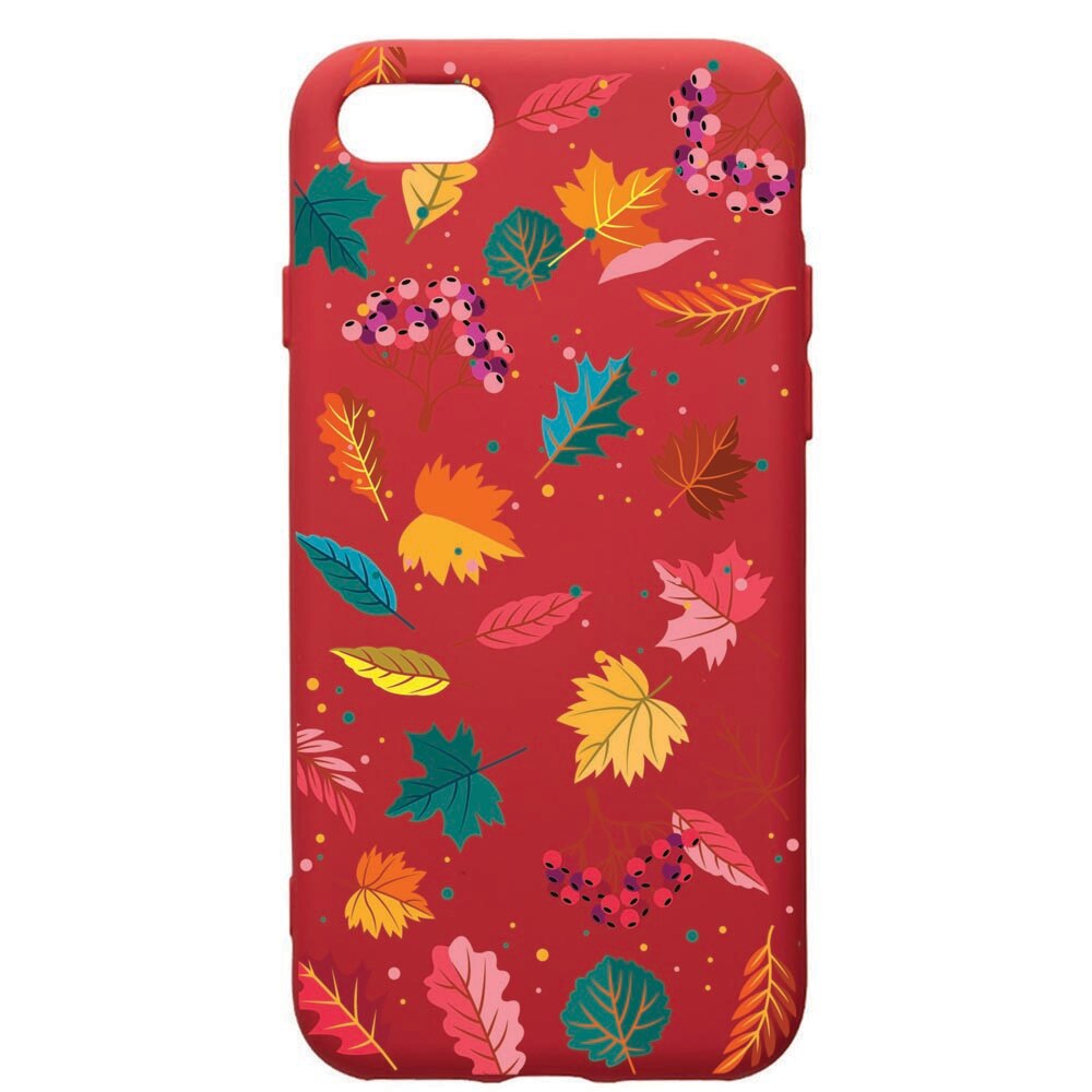 Husa de protectie Apple iPhone SE 2 / iPhone 8 / iPhone 7, Feathers, silicon, cu interiorul din material textil, protectie camera, Red, PR99