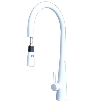 Baterie bucatarie CookingAid NEWMIX 90 cu finisaj Alb Mat antiamprenta si furtun dus retractabil / extractibil Baterie bucatarie CookingAid NEWMIX 90 cu finisaj Alb Mat antiamprenta si furtun dus retractabil / extractibil