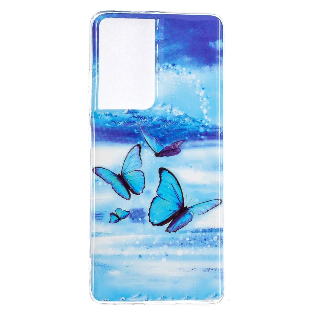 Husa silicon compatibila cu Samsung Galaxy S21 Ultra Fosforescent model Sweet Butterflies, Silicon, TPU Viceversa