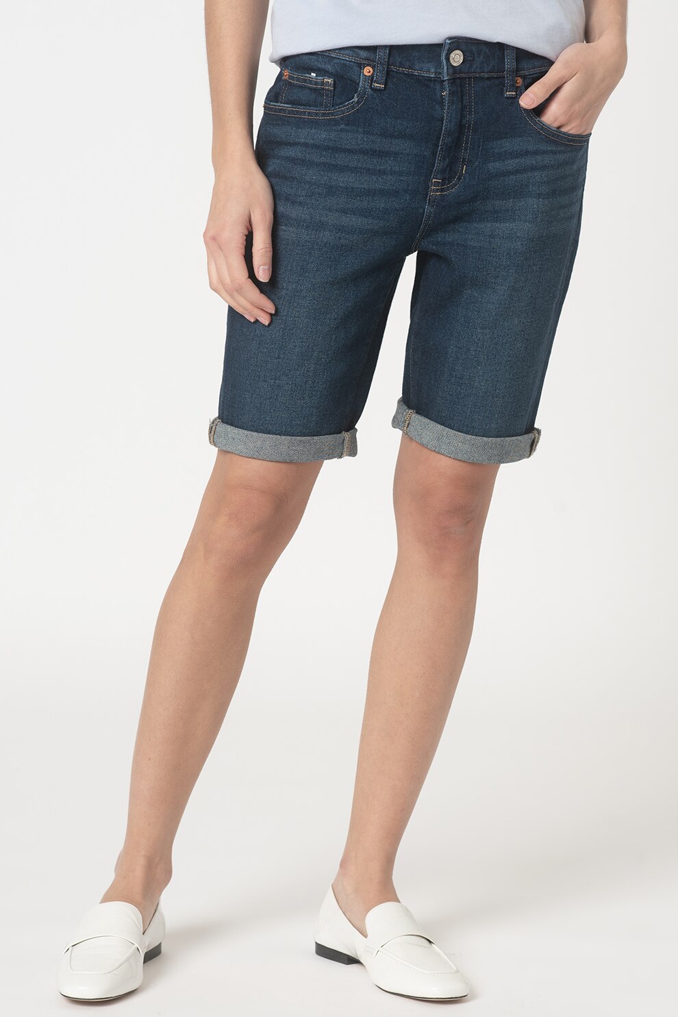 GAP, Pantaloni scurti din denim cu buzunare, Albastru inchis, 25
