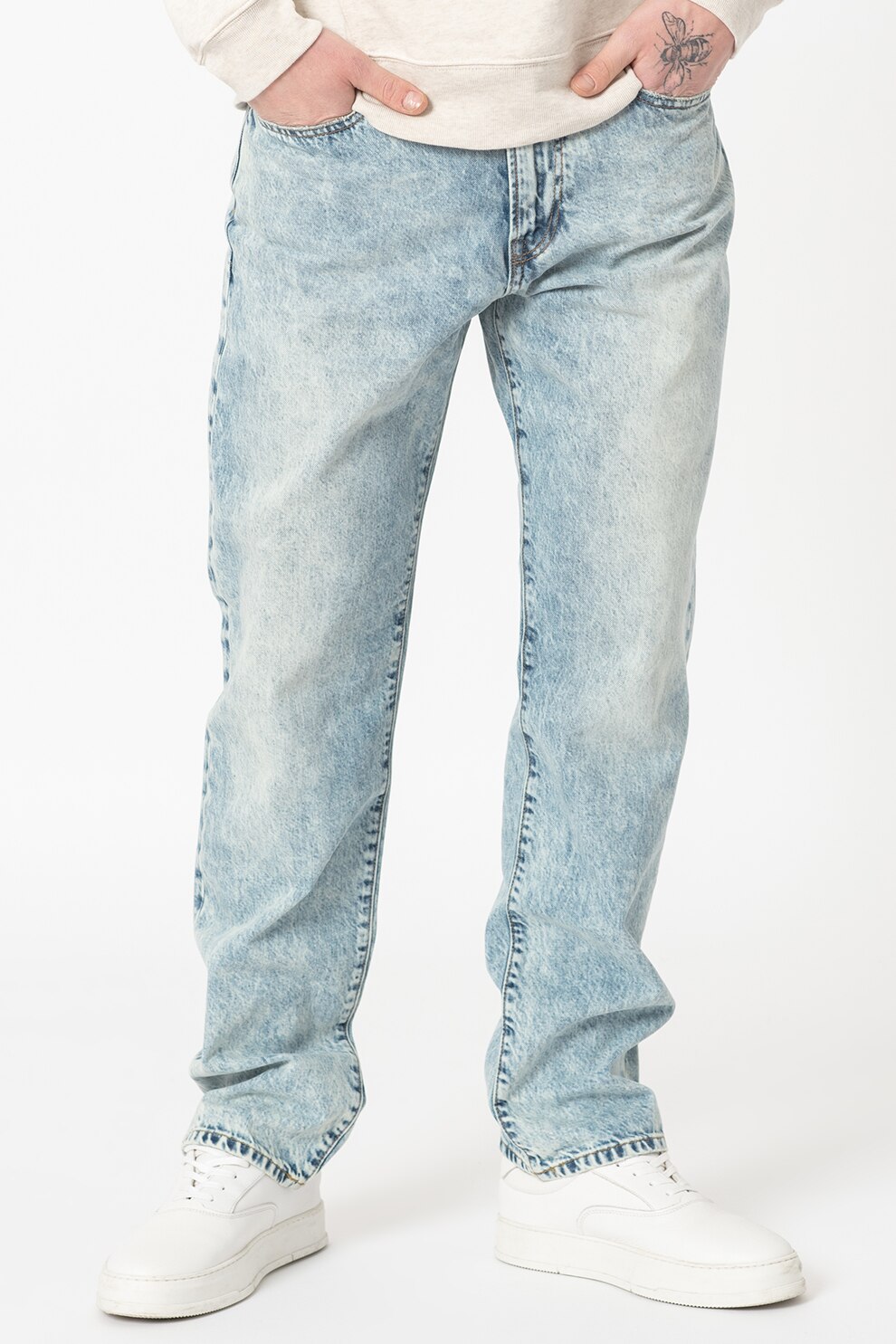 GAP, Blugi drepti cu aspect decolorat, Albastru deschis