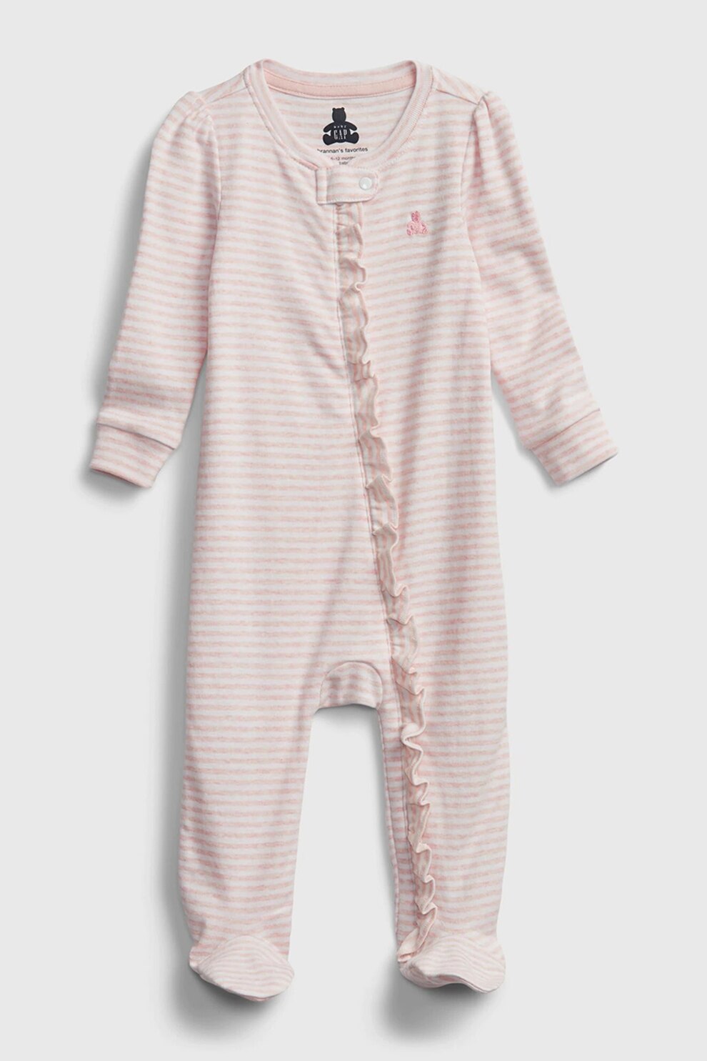 GAP, Salopeta in dungi cu insertii de volane, Roz prafuit/Alb, 60 CM