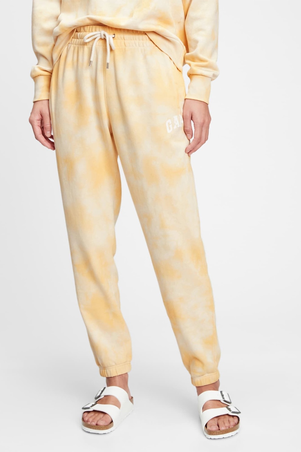 GAP, Pantaloni sport cu snur de ajustare in talie 000619039, Galben/Alb