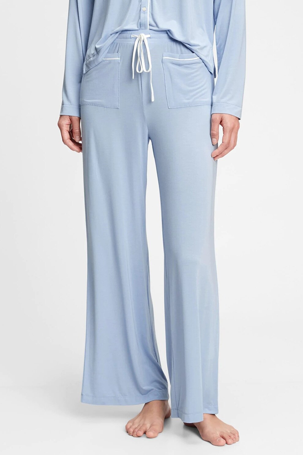 GAP, Pantaloni de pijama cu croiala ampla, Albastru lavanda