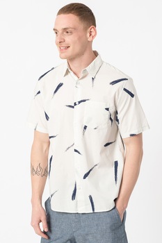 GAP, Camasa cu maneci scurte si buzunar pe piept, Alb prafuit/Bleumarin GAP, Camasa cu maneci scurte si buzunar pe piept, Alb prafuit/Bleumarin