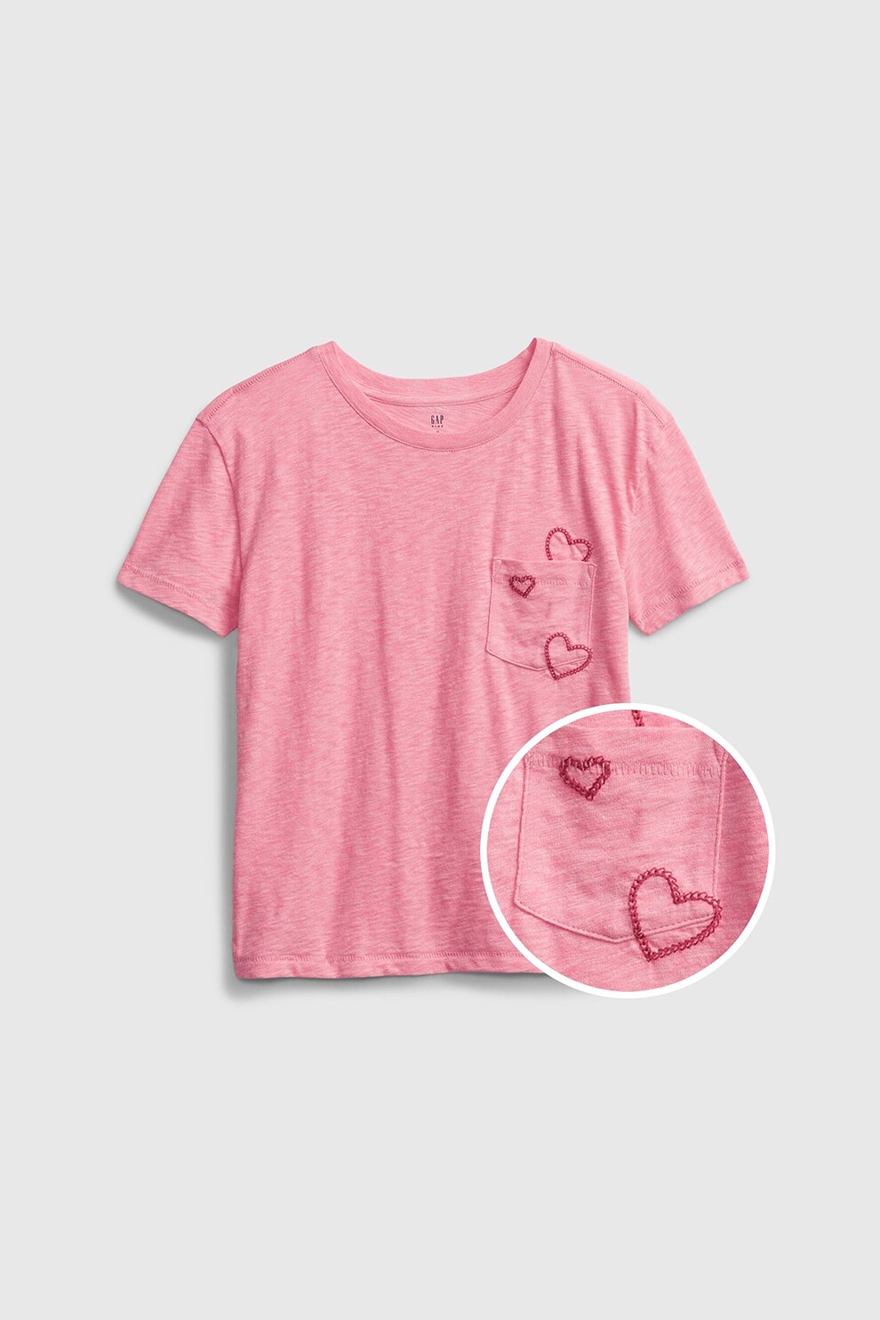 GAP, Tricou cu decolteu la baza gatului si buzunar pe piept, Roz