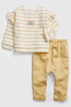 GAP, Set de bluza si pantaloni, Galben/Alb, 50 CM Standard GAP, Set de bluza si pantaloni, Galben/Alb, 50 CM Standard