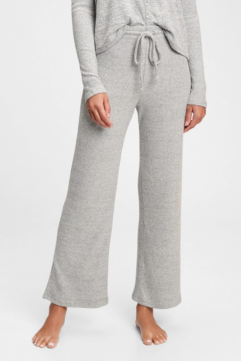 GAP, Pantaloni striati cu croiala ampla, Gri