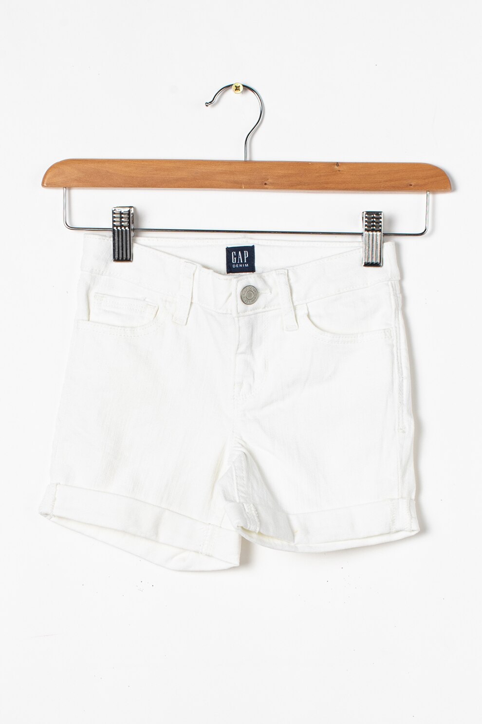 GAP, Pantaloni scurti din denim cu mansete pliabile, Alb prafuit