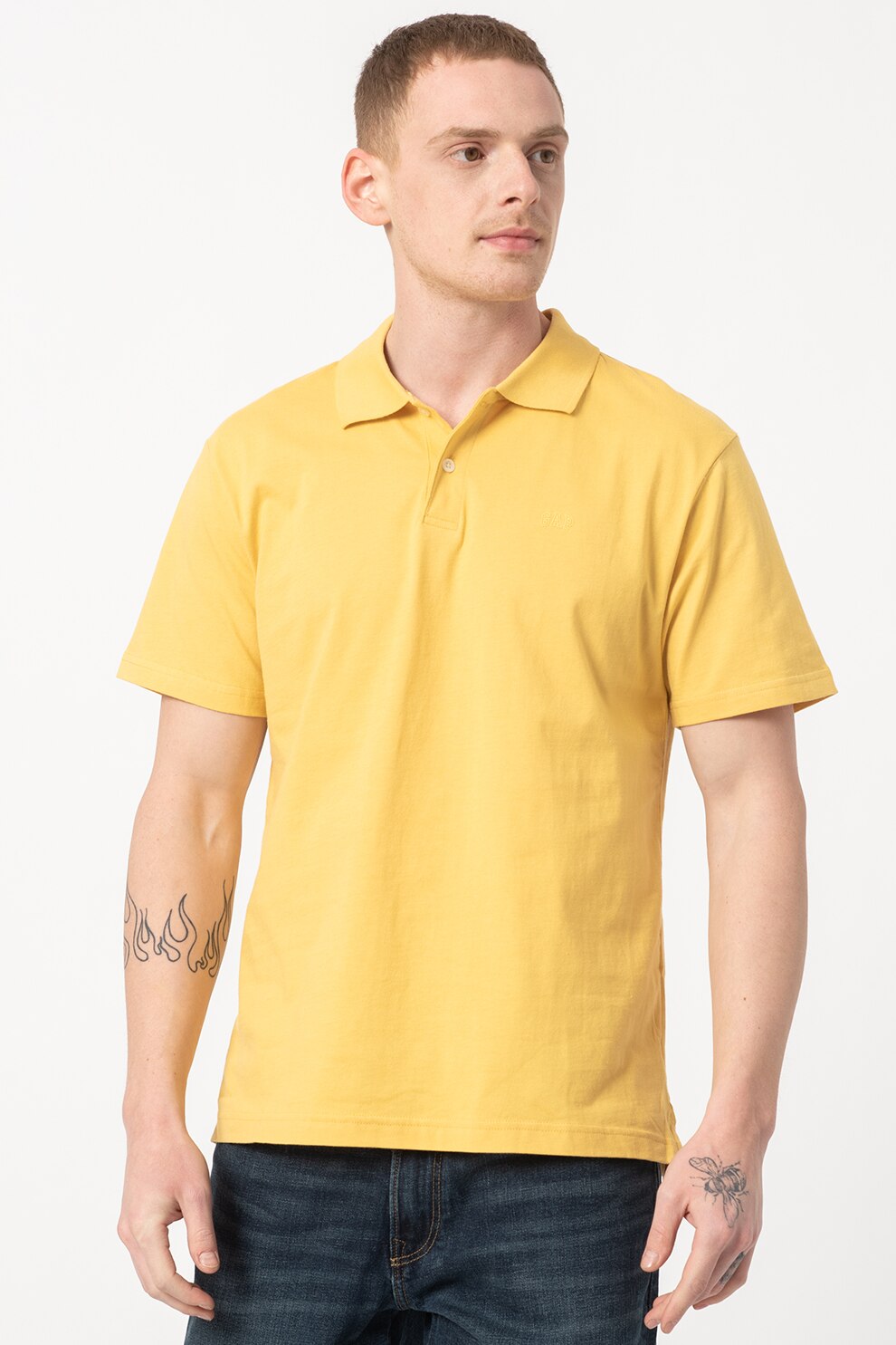 GAP, Tricou polo de bumbac, Galben sofran