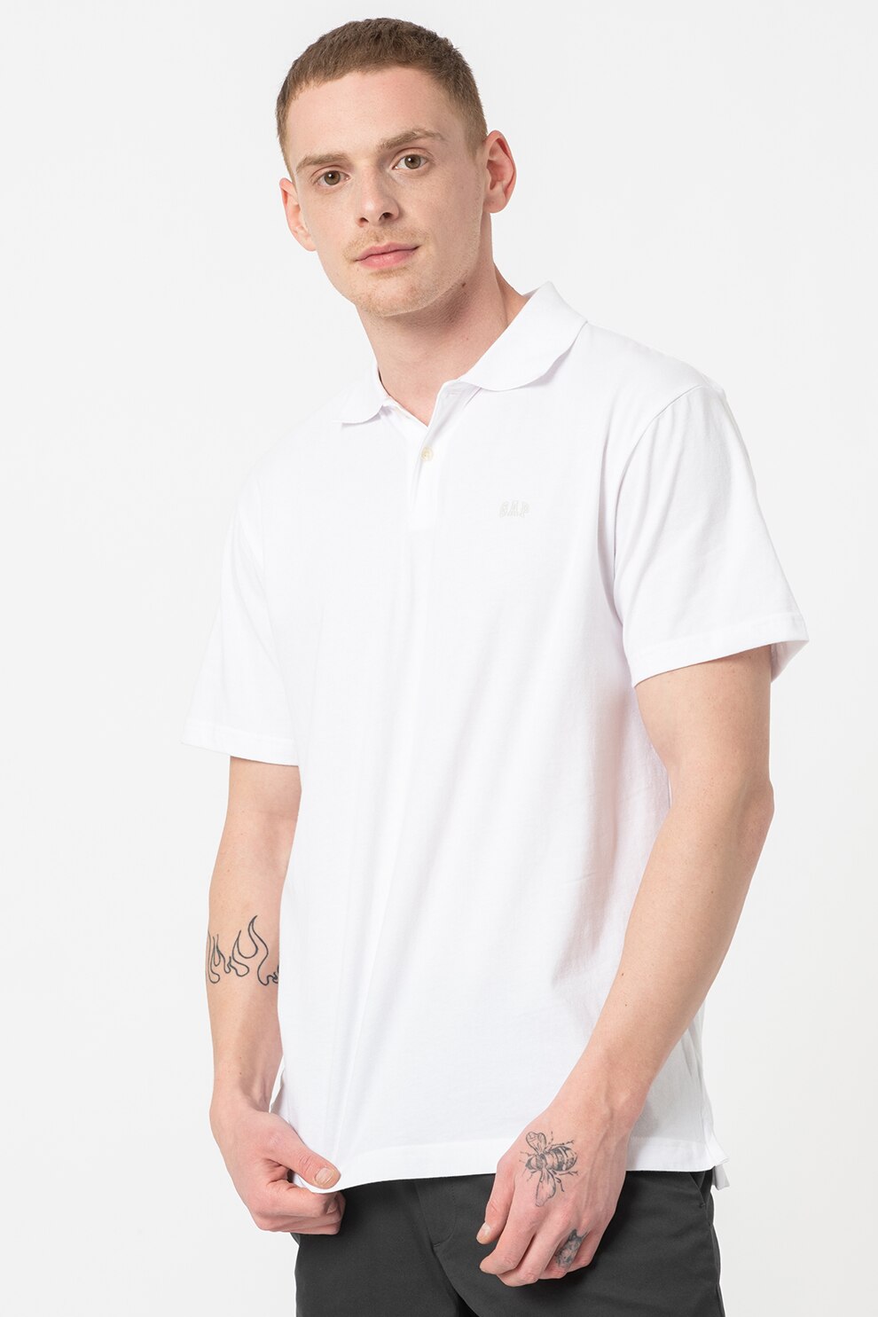 GAP, Tricou polo de bumbac, Alb
