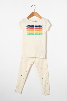 GAP, Pijama cu maneci scurte si imprimeu Star Wars, Crem/Rosu/Bleumarin GAP, Pijama cu maneci scurte si imprimeu Star Wars, Crem/Rosu/Bleumarin