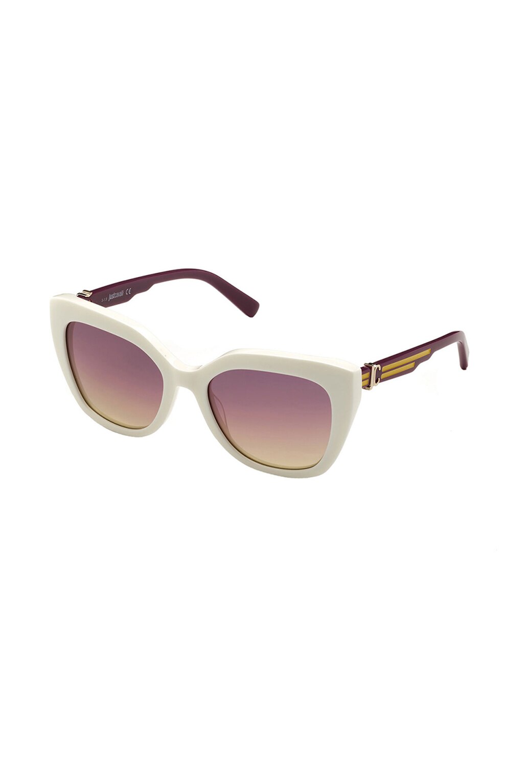 JUST CAVALLI, Ochelari de soare cat-eye cu lentile in degrade, Crem/Rosu bordeaux, 48-27-140 Standard