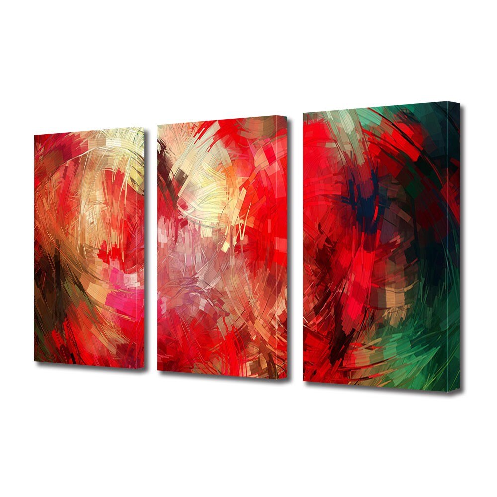 Set Tablouri Multicanvas 3 Piese Abstract Decorativ Pictura contemporana, 100 x 210 cm