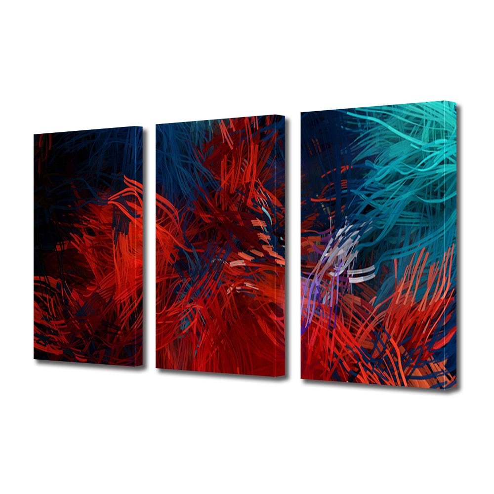 Set Tablouri Multicanvas 3 Piese Abstract Decorativ Compozitie, 100 x 210 cm