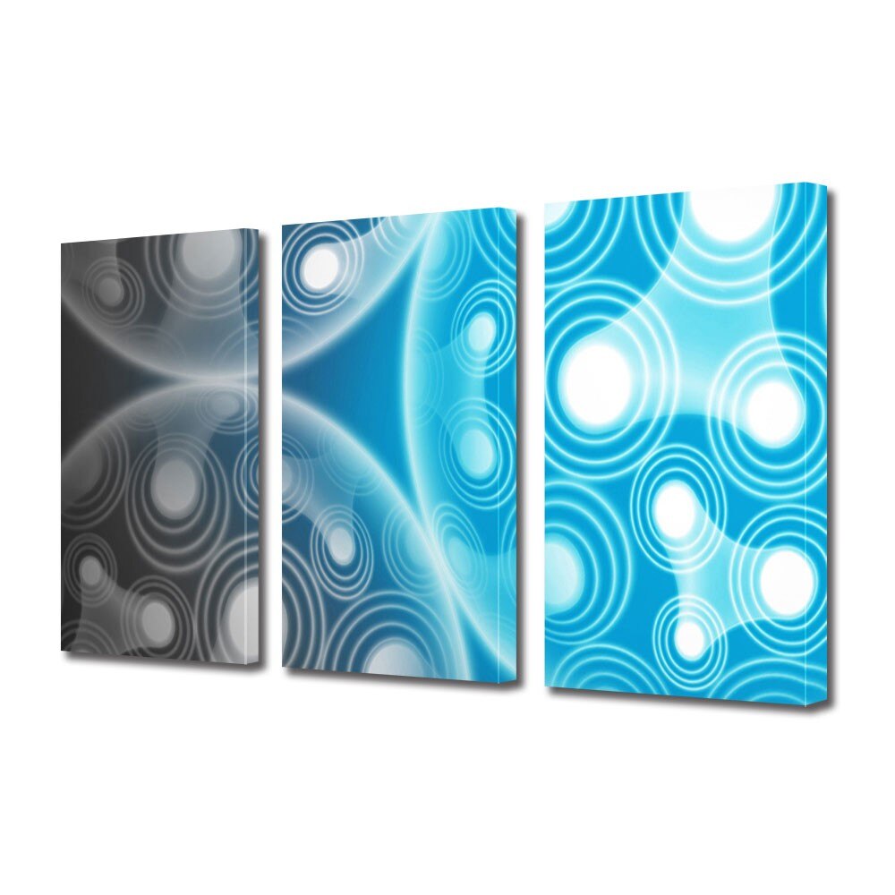 Set Tablouri Multicanvas 3 Piese Abstract Decorativ Molecule, 70 x 150 cm