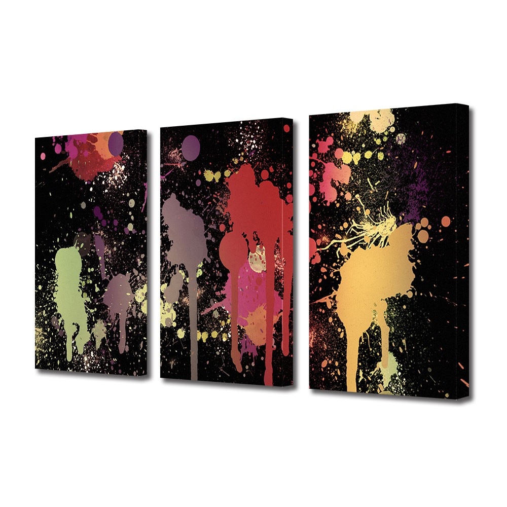 Set Tablouri Multicanvas 3 Piese Abstract Decorativ Pete de vopsea, 100 x 210 cm