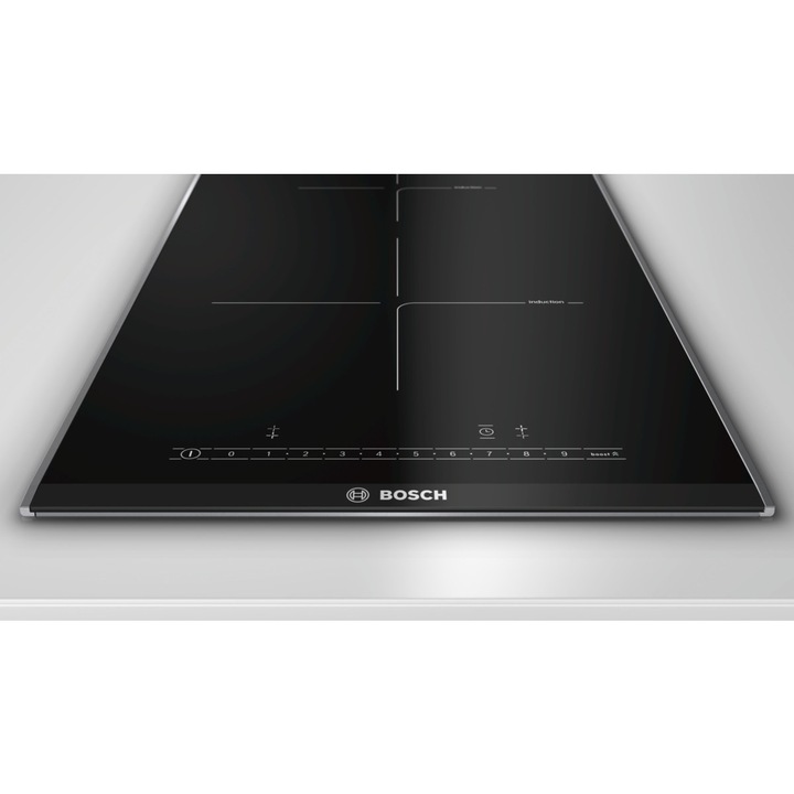 Plita incorporabila Bosch PIB375FB1E, Inductie, 2 zone de gatit, 31 cm, Negru