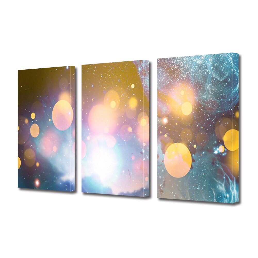 Set Tablouri Multicanvas 3 Piese Abstract Decorativ Energii portocalii, 100 x 210 cm