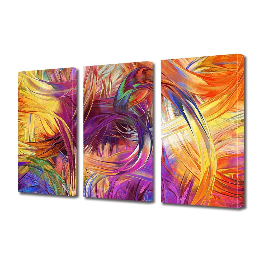 Set Tablouri Multicanvas 3 Piese Abstract Decorativ Vopseluri, 90 x 180 cm