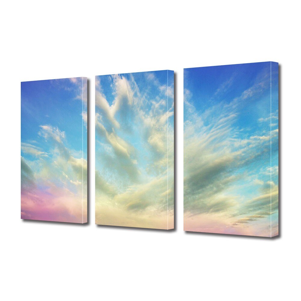 Set Tablouri Multicanvas 3 Piese Abstract Decorativ Cerul, 45 x 90 cm