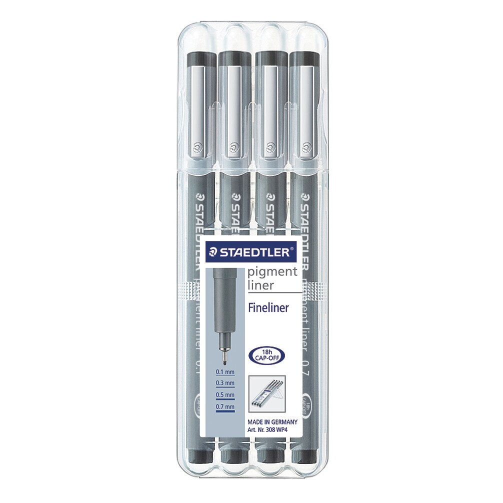 Set pigment liner 4 dimensiuni Staedtler ST-308-WP4