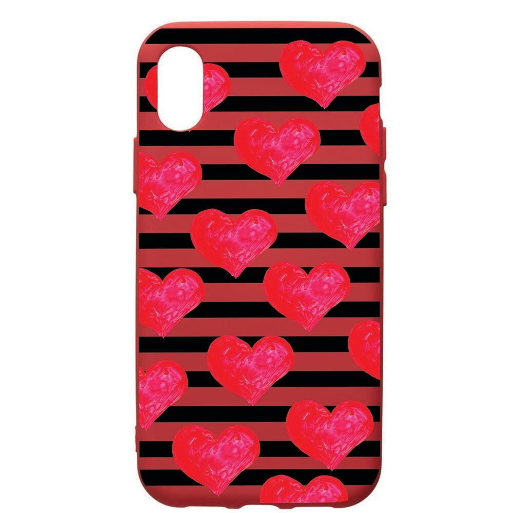 Husa de protectie Samsung Galaxy A01, Red Hearts, silicon, cu interiorul din material textil, protectie camera, Red, PR102