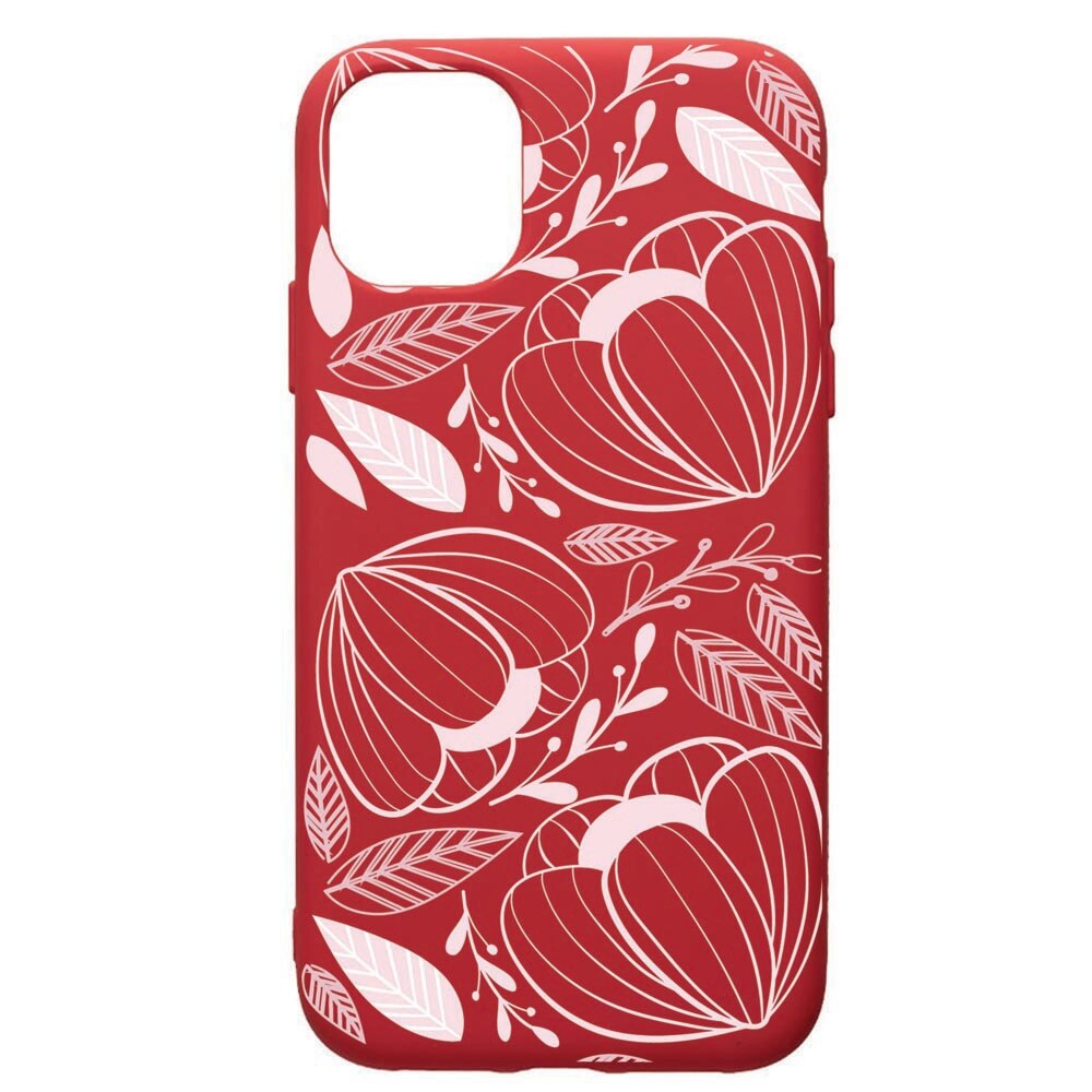 Husa de protectie Samsung Galaxy A51, Pink Flowers, silicon, cu interiorul din material textil, protectie camera, Red, PR113