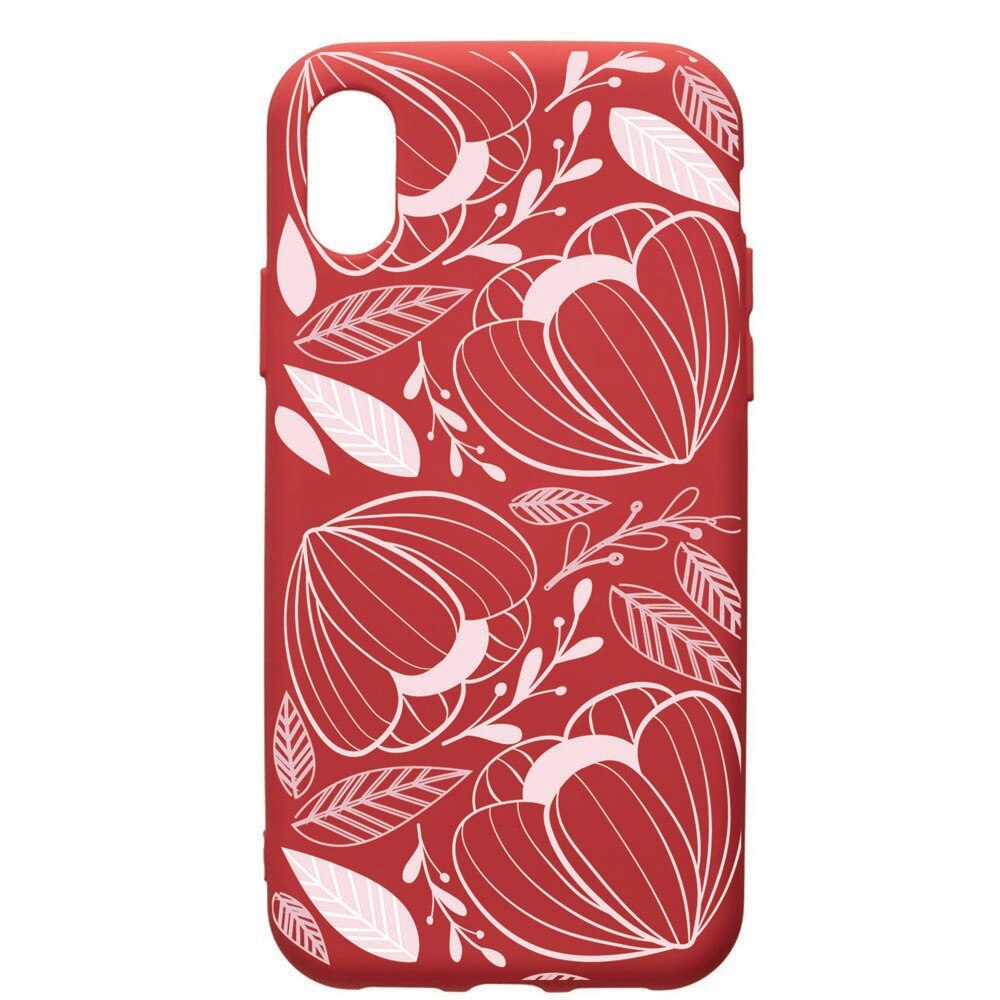 Husa de protectie Samsung Galaxy A01, Pink Flowers, silicon, cu interiorul din material textil, protectie camera, Red, PR113