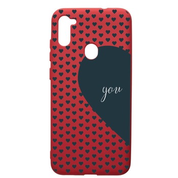 Husa de protectie Samsung Galaxy A11, Love You, silicon, cu interiorul din material textil, protectie camera, Red, PR101 Husa de protectie Samsung Galaxy A11, Love You, silicon, cu interiorul din material textil, protectie camera, Red, PR101