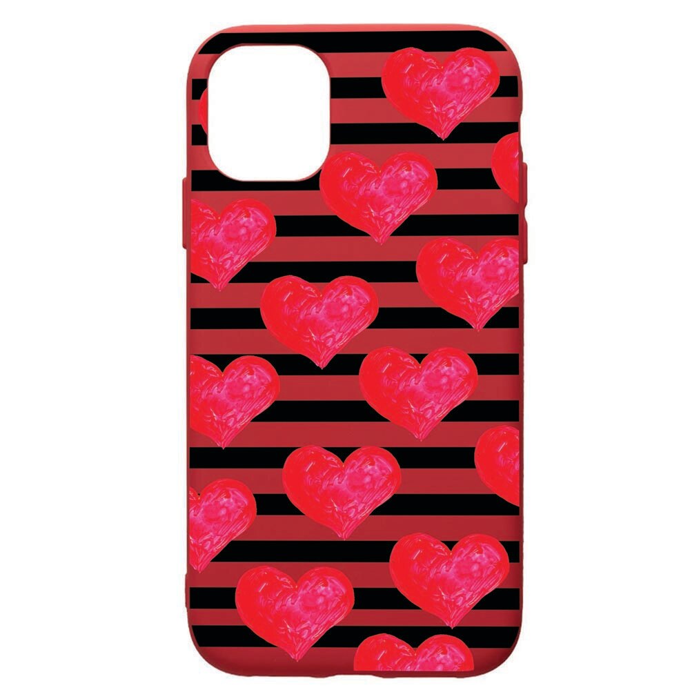 Husa de protectie Samsung Galaxy A51, Red Hearts, silicon, cu interiorul din material textil, protectie camera, Red, PR102