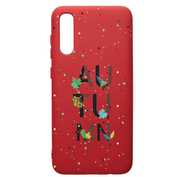 Husa de protectie Samsung Galaxy A70, Autumn, silicon, cu interiorul din material textil, protectie camera, Red, PR145 Husa de protectie Samsung Galaxy A70, Autumn, silicon, cu interiorul din material textil, protectie camera, Red, PR145