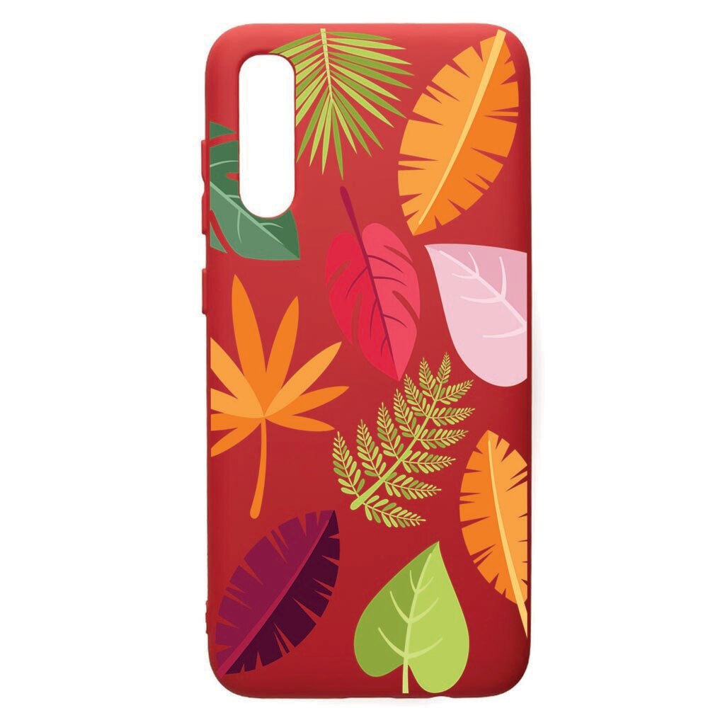Husa de protectie Samsung Galaxy A70, Feathers, silicon, cu interiorul din material textil, protectie camera, Red, PR151