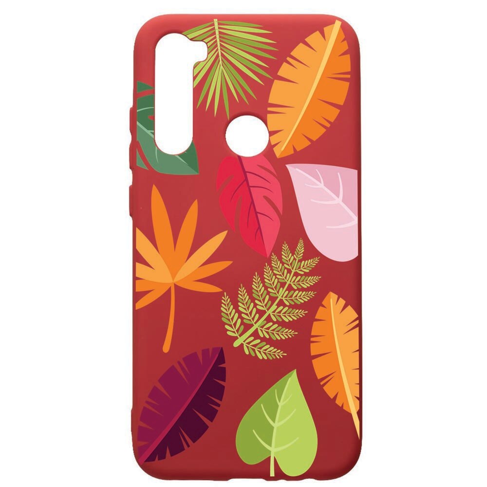 Husa de protectie Xiaomi Redmi Note 8, Feathers, silicon, cu interiorul din material textil, protectie camera, Red, PR151