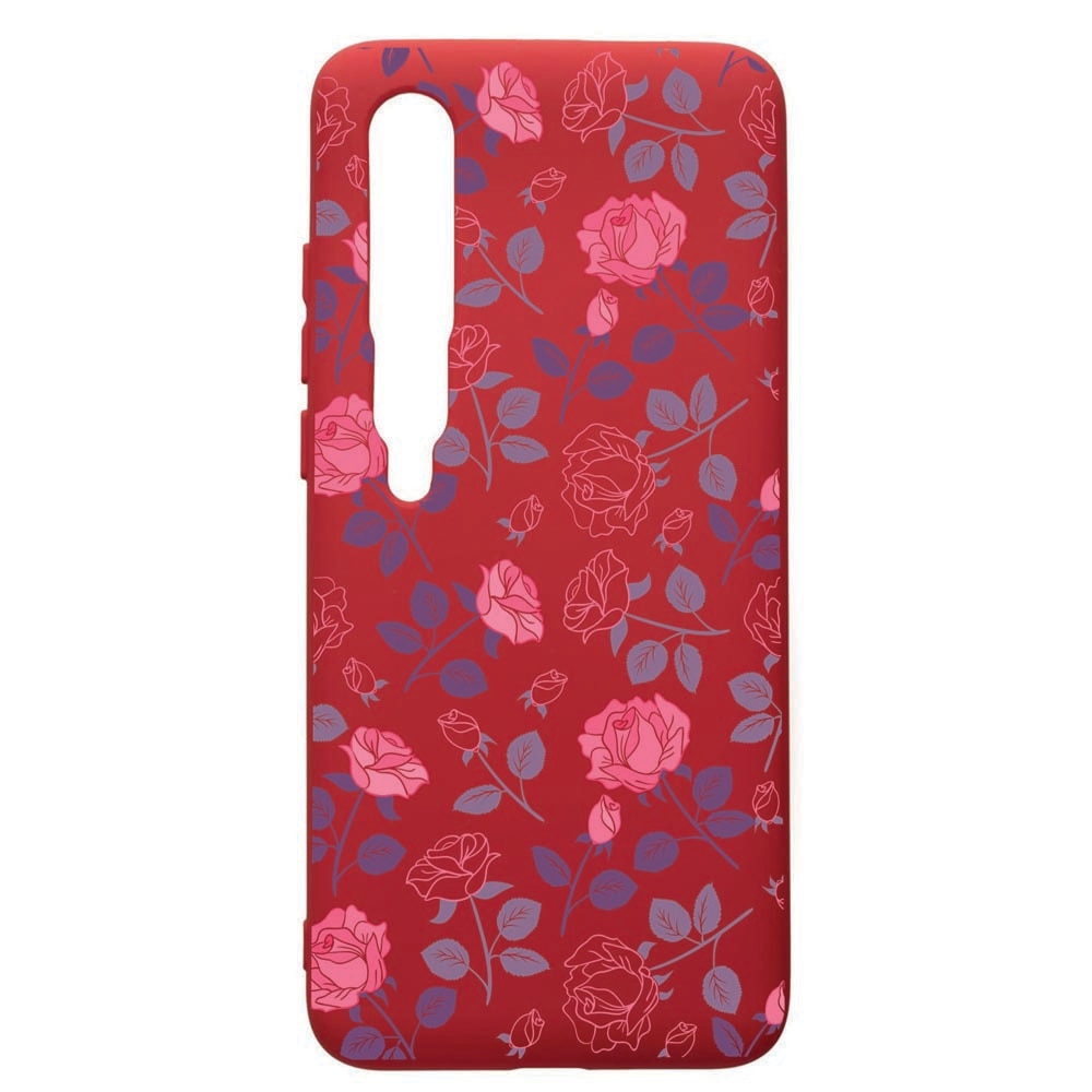 Husa de protectie Xiaomi Mi 10 / Mi 10 Pro, Roses, silicon, cu interiorul din material textil, protectie camera, Red, PR168