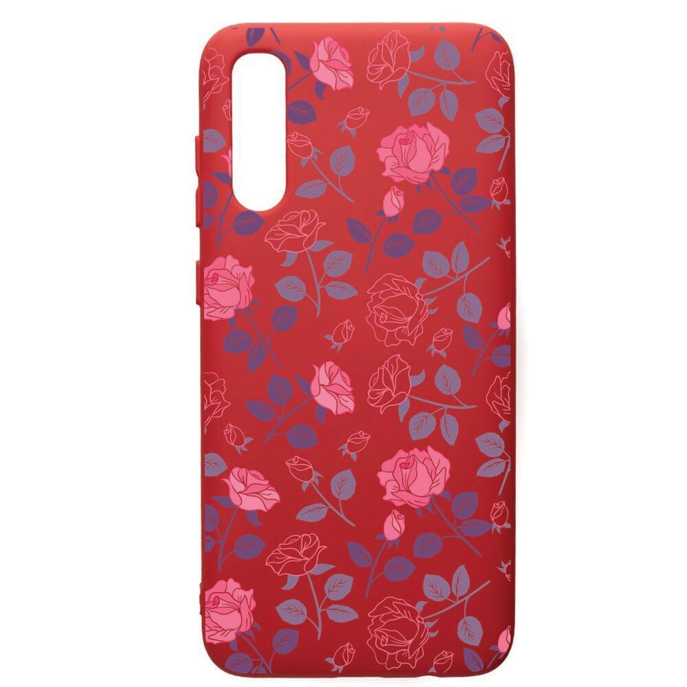 Husa de protectie Samsung Galaxy A70, Roses, silicon, cu interiorul din material textil, protectie camera, Red, PR168